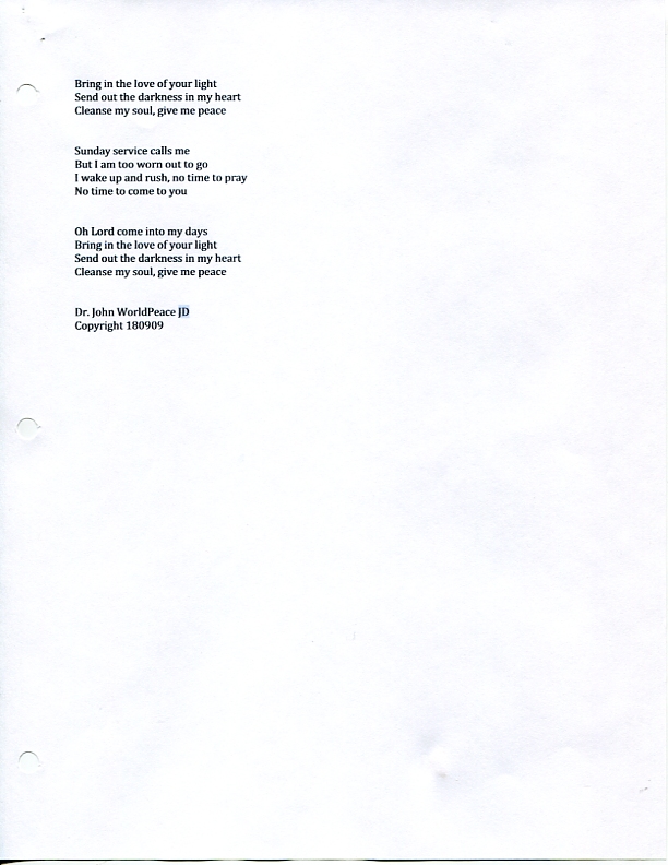 John WorldPeace Poems 2018